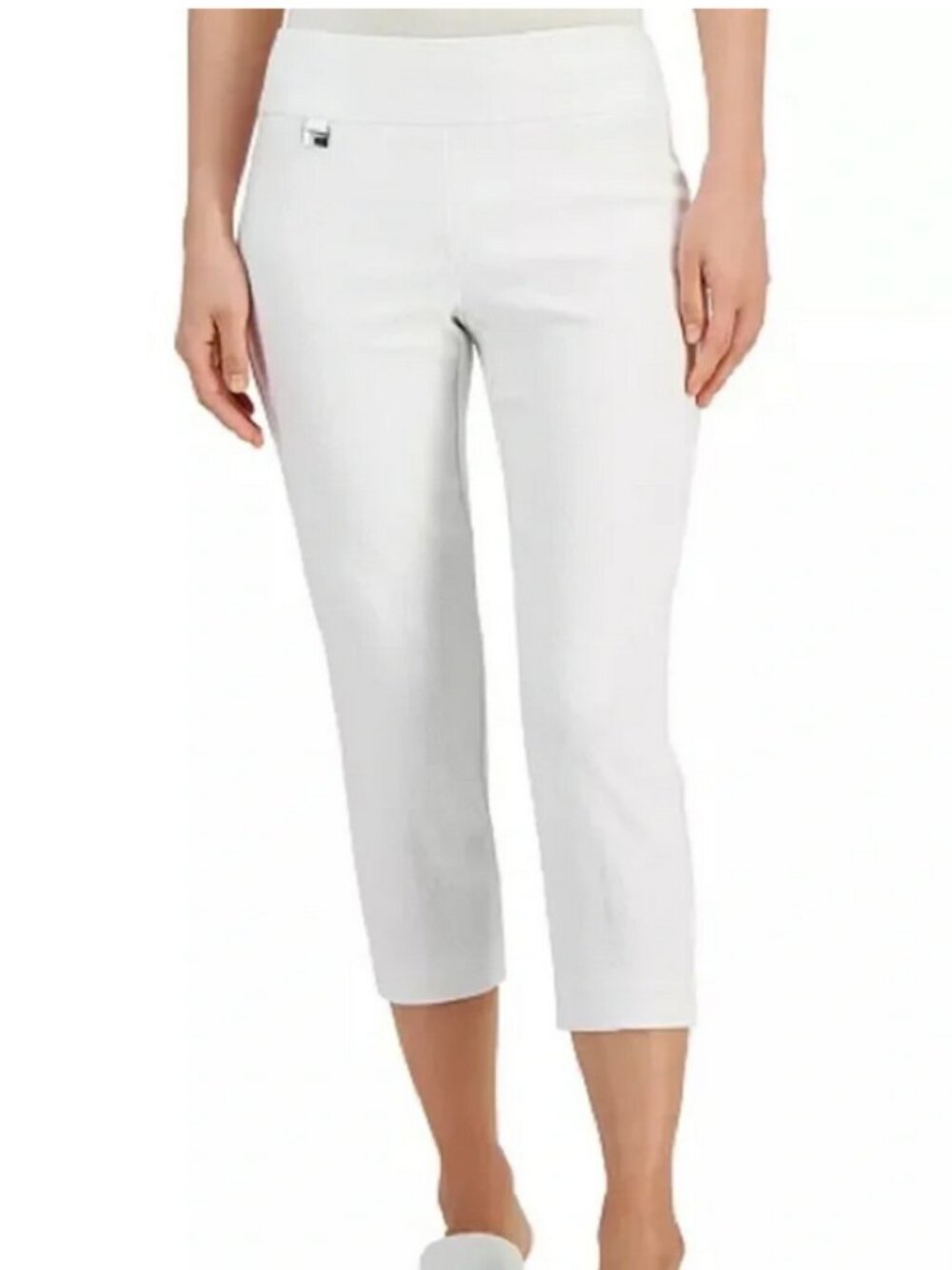 Alfani Tummy Control Pink Pull-on Capris, White, Size 8 NWT